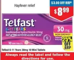 Chemist Warehouse Telfast 6-11 Years 10 Mini Tablets offer