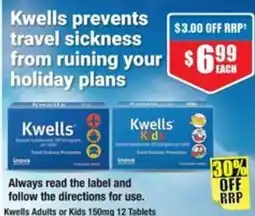 Chemist Warehouse Kwells Adults or Kids 150mg 12 Tablets offer