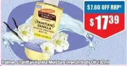 Chemist Warehouse Palmer & Tahitian Vanilla Moisture Drench Body Oll offer