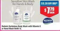 Chemist Warehouse Redwin Sorbolene Body Wash with Vitamin E or Hand Wash Refill offer