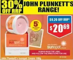 Chemist Warehouse John Plunkett's Sunspot Cream offer