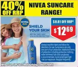 Chemist Warehouse Nivea Sun SPF 50+ Moisturising Lotion offer