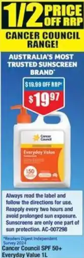 Chemist Warehouse Cancer Council SPF 50+ Everyday Value offer