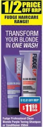 Chemist Warehouse Fudge Professional Clean Blonde Purple Toning Shampoo or Conditioner offer