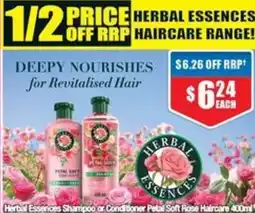 Chemist Warehouse Herbal Essences Shampoo or Conditioner Petal Soft Rose Haircare offer
