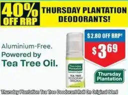 Chemist Warehouse Thursday Plantation Tea Tree Deodorant Roll On Original offer