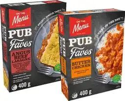 IGA On The Menu Pub Faves Frozen Meal Selected Varieties offer
