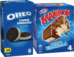 IGA Peters Maxibon, Oreo Cookie Sandwich or Nestlé Kit Kat Ice Cream 4 Pack Selected Varieties offer