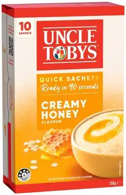 IGA Uncle Tobys Oats Quick Sachets 8‑10 Pack Selected Varieties offer