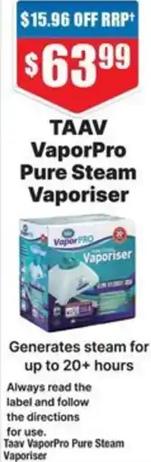 Chemist Warehouse TAAV VaporPro Pure Steam Vaporiser offer