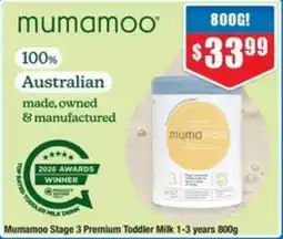 Chemist Warehouse Mumamoo Stage 3 Premium Toddler Milk 1-3 years offer