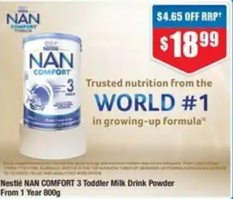 Chemist Warehouse Nestlé NAN COMFORT 3 Toddler Milk Drink Powder From 1 Year offer
