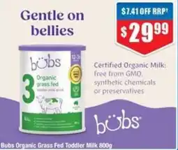 Chemist Warehouse Bubs Organic Grass Fed Toddler Milk offer
