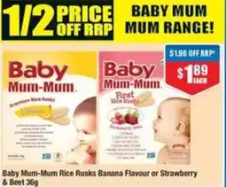 Chemist Warehouse Baby Mum-Mum Rice Rusks Banana Flavour or Strawberry & Beet offer