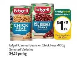Foodworks Edgell Canned Beans or Chick Peas offer