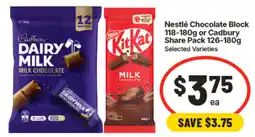 IGA Nestlé Chocolate Block or Cadbury Share Pack offer
