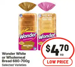 IGA Wonder White or Wholemeal Bread offer