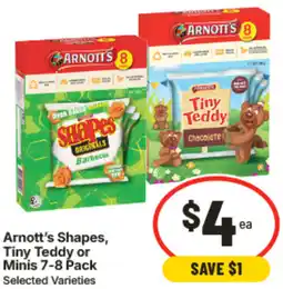 IGA Arnott's Shapes Tiny Teddy or Minis offer