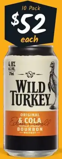 Cellarbrations Wild Turkey 4.8% Premix Range Cans offer