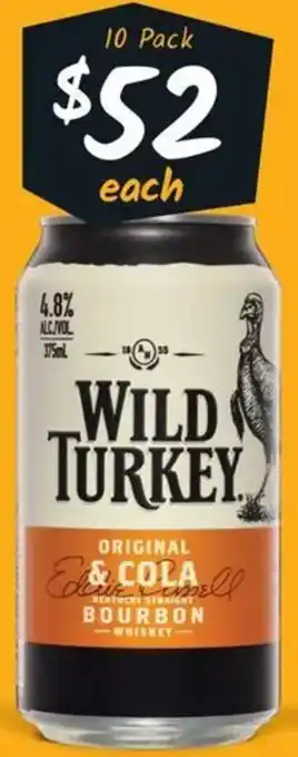 Wild Turkey 4.8% Premix Range Cans