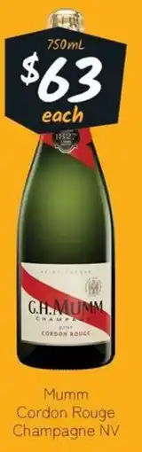 Cellarbrations Mumm Cordon Rouge Champagne NV offer