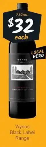 Cellarbrations Wynns Black Label Range offer