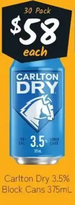 Cellarbrations Carlton Dry 3.5% Block Cans offer