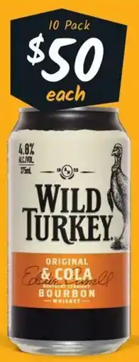Cellarbrations Wild Turkey 4.8% Premix Range Cans offer
