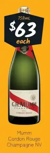 Cellarbrations Mumm Cordon Rouge Champagne NV offer