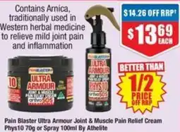 Chemist Warehouse Pain Blaster Ultra Armour Joint & Muscle Pain Relief Cream Phys10 or Spray By Athelite offer