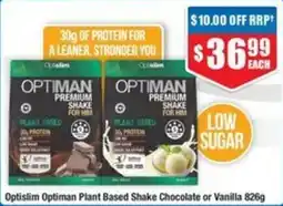 Chemist Warehouse Optislim Optiman Plant Based Shake Chocolate or Vanilla offer
