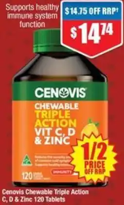 Chemist Warehouse Cenovis Chewable Triple Action C, D & Zinc offer