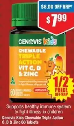Chemist Warehouse Cenovis Kids Chewable Triple Action C, D & Zinc offer