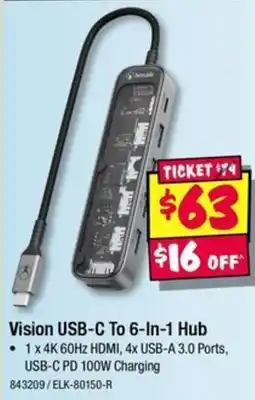 JB Hi-Fi Vision USB-C To 6-In-1 Hub offer