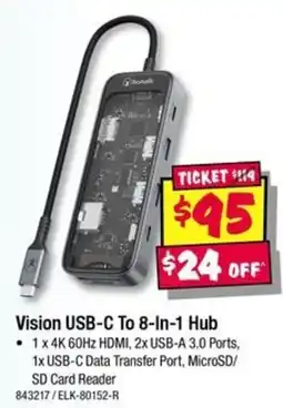 JB Hi-Fi Vision USB-C To 8-In-1 Hub offer