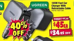 JB Hi-Fi 145W Fast Car Charger With Retractable Cable offer