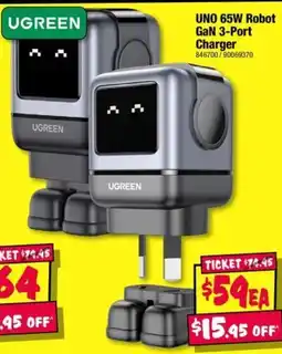 JB Hi-Fi UNO 65W Robot GaN 3 Port Charger offer
