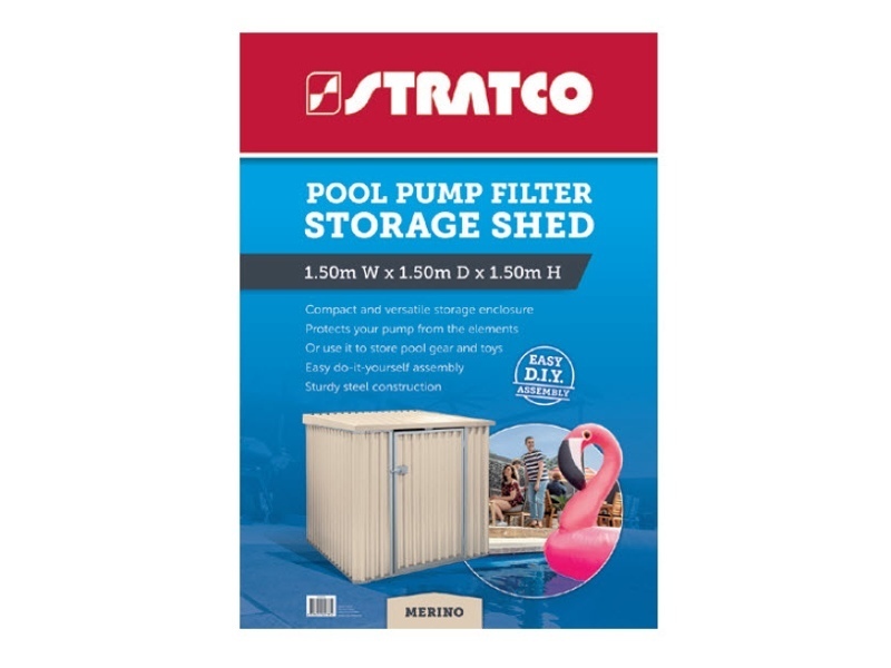 Stratco pool pump shed offer at Stratco