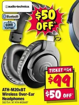 JB Hi-Fi ATH M20XBT Wireless Over Ear Headphones offer