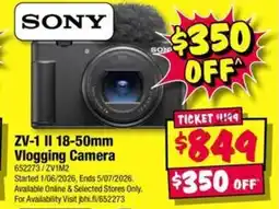 JB Hi-Fi ZV-1 I 18-50mm Vlogging Camera offer