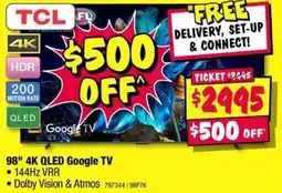 JB Hi-Fi 98 4K QLED Google TV offer