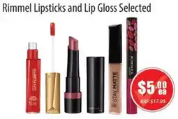 Healthy World Pharmacy Rimmel Lipsticks and Lip Gloss Selected offer