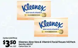 Campbells Wholesale Kleenex Aloe Vera & Vitamin E Facial Tissues offer