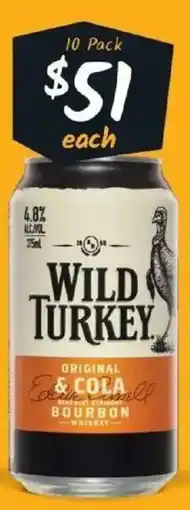 IGA Liquor Wild Turkey 4.8% Premix Range Cans offer