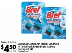 Campbells Wholesale Bref Duo Cubes 2 in 1 Toilet Cleaning in Tank Block Fresh Scent offer