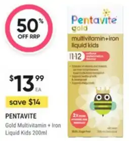 Healthy Life Pentavite Gold Multivitamin + Iron Liquid Kids offer