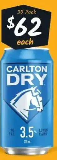 IGA Liquor Carlton Dry 3.5% Block Cans offer