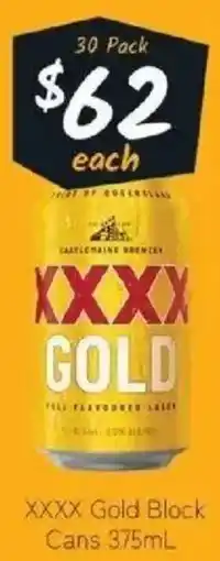 IGA Liquor XXXX Gold Block Cans offer