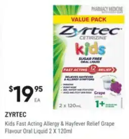Healthy Life Zyrtec Kids Fast Acting Allergy & Hayfever Relief Grape Flavour Oral Liquid offer