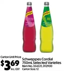Campbells Wholesale Schweppes Cordial offer